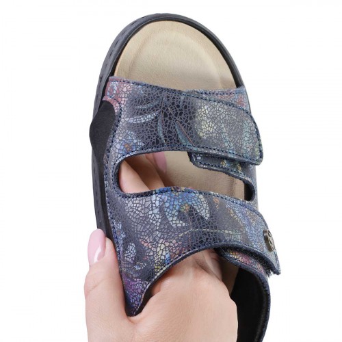 Женские сабо Frankenschuhe Eder с цветочным принтом темно-синие фото 8